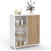 IDMarket - Credenza EASY 70 cm - facile da montare senza attrezzi - 3 ripiani e 1 anta scorrevole reversibile in bianco e legno