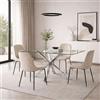 Yellowshop | Tavolo Rettangolare YAML160x90 cm cm - Piano in Vetro Temperato e Struttura in Acciaio Cromo, Design Moderno per Sala da Pranzo e Soggiorno