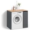 Livinity Mobiletto per lavatrice Paolina, Antracite/Rovere dorato, 93.6 x 88.2 cm con scomparti e porta