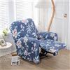 FANSU Copripoltrona Relax Reclinabile Elettrica Universale, Elegante Stampa 1 Posto Copripoltrona Reclinabile Elasticizzato Coprisedile con Tasche, Fodere per Poltrona Relax (Loto Blu)