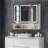 KIMENICH Armadietto a specchio Bagno con illuminazione e presa, 3 porte, vano aperto, ripiani regolabili, 3 temperature di colore dimmerabili, interruttore touch