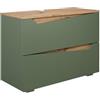 Vicco Mobile sottolavabo per bagno Marelle, Verde/Artigianale, 80 x 57.5 cm con 2 cassetti, adatto per l'installazione sotto lavabi standard