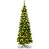 DREAMADE Albero di Natale, Artificiale Illuminato, Albero di Natale Illuminato in PVC, con Luce LED e Supporto in Metallo, Verde, 198CM