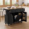 Rosebibi Isola cucina con ruote, zona pranzo estraibile, pattumiere e cassetti, mobile, ideale per cucina e sala da pranzo (nero)