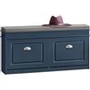 SoBuy Cassapanca Scarpiera Regolabile 104x24x51cm per Ingresso | Scarpiera slim con cassetti e ganci laterali, contenitore in legno, ideale per corridoio, Blu FSR64-B