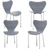 Utlenianie Set 4 Sedie per Sala da Pranzo, Cucina e Soggiorno - Design a Schienale, Robuste Gambe in Metallo, in Polipropilene e Plastica (Blu-grigio)