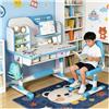 toilmua Set di scrivania e sedia per bambini dai 3 ai 12 anni, regolabile in altezza, con cassetti, libreria, scrivania allargata, sedie ergonomiche da scrivania per ragazzi e ragazze (blu1)