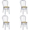 SEDIAOFFICE - 4 Sedia Cucina in Metallo Curvato, Elegante Sedia Sala da Pranzo, Giardino, Bar e Ristoranti Adatta per Uso Interno e Esterno, Pratica e Resistente Prodotta in Italia, Satinato