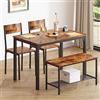 soges Set di tavolo da pranzo per 4 persone, tavolo da cucina da 110 cm, 2 sedie, panca con ripiano portaoggetti, set di mobili per sala da pranzo (EU1-10FJGSGCCZ1008TW-S)