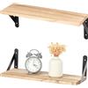 NIHUIFDPY 2 mensole galleggianti da parete, in legno, 40 x 15 cm, mensole da appendere alla parete per camera da letto, bagno, soggiorno, cucina, ufficio, lavanderia (marrone chiaro)