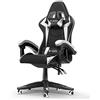 bigzzia Sedia Gaming,Sedia Ufficio Ergonomica con Supporto Lombare Sedia da Gioco in Pelle Pu con Altezza Regolabile (Nessun RGB, Bianco)