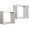 MODULARREDO | Q-BIS MAXI Set di 2 Mensole da Muro, Cubi Arredo, Mensole Cubo, Cubi da Parete, 35x35 p23.7 cm e 31x31 p23.7 cm, Rovere Sbiancato Kit Tasselli Incluso - Made in Italy