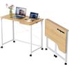 OXFENSEE Scrivania pieghevole con ruote, tavolo pieghevole con slot per tablet, scrivania in PC, girevole a 360, scrivania in legno (legno, 90 x 56 x 75 cm)