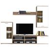 Stella Trading DEINE TANTE EMMA Set Completo Frontale, Effetto Rovere artisano, Bianco, Moderna Parete con Illuminazione a LED per Il Vostro Soggiorno, Legno ingegnerizzato, Marrone, 230 x 190 x 38 cm