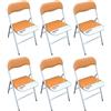 milani home - Set Di 6 Sedie Slim Pieghevoli Arancio Color 157 Con Comoda Imbottitura Nella Seduta Per Ospiti, Ufficio, Casa, Campeggio - Arancione