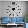 SZG 3D DIY Specchio da Parete Decorazione Adesivo Specchio Senza Cornice Grande Kit Orologio da Parete DIY per la casa Soggiorno Camera da Letto Ufficio (Nero,47)