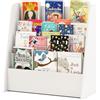 GYMAX Libreria per Bambini in Legno a 4 Ripiani, Scaffale per Libri con Ripiani Profondi, Espositore per Libri, per Cameretta dei Ragazzi, Soggiorno, Asilo Nido, 57,5 x 26,5 x 59 cm (Bianco)