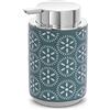 Inbagno Dispenser Sapone Liquido Turchese Cobalto 350 ml in Ceramica, con pompetta erogatrice Cromo, Serie Circus
