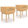 IDMarket - Set di 2 comodini Robert, 1 cassetto, Effetto Canna Naturale e Legno