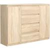 meble masztalerz Cassettiera Camera da Letto con 2 Ante e 4 Cassetti - Credenza Soggiorno - Moderna Comò - Cassettiera Alta - Mobiletto con Cassetti - Sonoma 120,4 x 101,5 x 39 cm