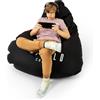 DIABLO Pouf Poltrona Sacco XXL Con Ibottitura da Gaming da Gioco per la camera dei Bambini Soggiorno Beanbag Perle in EPS Poliestere 100 cm x 110 cm x 110 cm (Black)