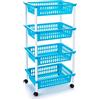 Acan Tradineur - Carrello portaverdure - Blu Chiaro - con Ruote - 4 cestini 85 x 40 x 30 cm - multiuso per organizzare gli spazi domestici, ideale per bagno, cucina, soggiorno e garage.