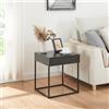 [en.casa] Comodino in Acciaio con Cassetto Tavolino Laterale per Letto Tavolino da Divano Mobiletto Notturno Moderno Industriale 50 x 43 x 41 cm Nero Opaco