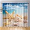 Odot Tende Semi Trasparenti per Interni, Motivo Onde Oceano 3D Tenda Voile con Occhielli 2 Pezzi Tenda Filtranti Finestra Tende Camera da Letto Moderna (107x213cm,Conchiglia)