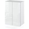 MRBLS_HOME MRBLS - Mobile da bagno (bianco opaco - bianco lucido) - Armadietto da parete per bagno, 40 x 60 x 25 cm (altezza x altezza)
