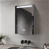 SIRHONA Armadietto da bagno con specchio, 48,5 x 70 x 13 cm, montaggio a parete, con 3 luci colorate, dimmerabile, portalampada, grigio marocchino