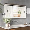 ChromaCasa Specchio Bagno Contenitore con LED Dimmerabile In 3 Colori, Armadio Specchio Bagno con Ante Scorrevoli In Stile Fienile, Pratico e Elegante per Bagno, Cucina(120x60x20cm,Bianco)