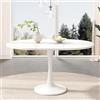 TIZZ Tavolo da pranzo ovale allungabile 100/140 × 100 × 75 cm, moderno tavolo da caffè e tempo libero, salvaspazio, robusto, bianco