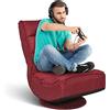 LIFEZEAL Sedia da pavimento girevole a 360°, regolabile in 5 posizioni, sedia da pavimento con schienale regolabile, sedia da meditazione in schiuma, design pieghevole, carico massimo 150 kg (rosso)