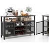 KOMFOTTEU Credenza da Cucina con Portabottiglie e Portabicchieri, Mobiletto Porta TV 60, Armadietto Portaoggetti con Contenitore per Sala da Pranzo, Soggiorno, 140 x 40 x 82,5 cm (Grigio)