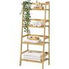 [en.casa] Scaffale a Scala con 4 Ripiani Mobile da Terra in Bambù Organizzatore con Vani Portaoggetti per Bagno Cucina Soggiorno 48 x 32 x 123 cm - Naturale