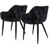 ML DESIGN modern living ML-Design Set 2 Sedie per Sala da Pranzo in Velluto Nero Poltroncine da Salotto Imbottite con Braccioli Gambe in Metallo Poltrone per Soggiorno con Schienale Ergonomiche e Confortevoli