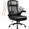 Waleaf Sedia da Ufficio Ergonomica in Pelle, Sedia da Scrivania con Schienale Alto, Altezza Regolabile con Ruote Silenziose, Portata Massima 150 kg, Poltrona Ufficio Nero