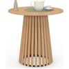 IDMarket - Tavolo da pranzo rotondo per 6 persone CARMEN con gambe a doghe in legno e piano in legno da 80 cm