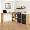 YuQozii Tavolo angolare, piano del tavolo girevole a 360° - a forma di L o dritto, MDF, piano e gambe rinforzati 4 cm, con 4 scomparti, 4 cassetti, regolabile in modo flessibile, scrivania, scrivania per