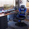 YU YUSING Sedia Gaming Massaggiante, Sedia Ergonomica da Ufficio, Altezza Regolabile, Sedia Ufficio con Supporto Lombare e Poggiatesta, Poltrona Gamer PC, PU con Poggiapiedi Retrattile, Blu