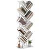 HOMCOM Libreria ad albero a 9 livelli, libreria con 9 ripiani, struttura in acciaio, per CD, DVD, album, soggiorno, ufficio, studio, camera da letto, 50x24x136 cm, bianco