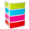 Acan Tradineur - Cassettiera in plastica Sena, 4 cassetti multicolore, torre di ordinazione multiuso, stoccaggio, scuola, casa, prodotto in Spagna (bianco, cassetti colore casuale, 65 x 40 x 39 cm)