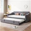 Wiuzo Divano letto imbottito 2 in 1 divano letto multifunzione 90/180, tessuto di velluto grigio con presa e custodia