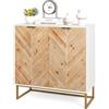 COSTWAY Credenza Bassa per Soggiorno con 2 Ante e 2 Ripiani, Mobile da Cucina Moderno in Legno di Abete, Mobiletto con Gambe in Metallo per Salotto e Ingresso, 80 x 40 x 80 cm (Bianco)