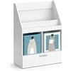Vicco Libreria bambini Luigi, Bianco, 72 x 96.2 cm con cassetto e 2 scatole pieghevoli opt.1, adatto per riporre giocattoli e libri