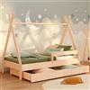 smartwood Letto Casetta 80x160 cm con Cassetto, in Legno, TIPI D