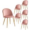HJhomeheart Set di 2/4/6 Sedie con Schienale Sedia da Pranzo in Velluto, Adatta per Soggiorno, Camera da Letto, Cucina (Rosa-6)