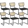Yaheetech Set 6 Sedie Sala da Pranzo Imbottite Classiche Moderne in Finta Pelle e Metallo a Sbalzo Portata 136 Kg (Nero)