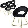 ML DESIGN modern living ML-Design Set 6 Sedie per Sala da Pranzo in Velluto Nero con Schienale Rotondo Poltroncina Imbottita da Cucina Salotto con Gambe in Metallo Oro Seduta Ergonomica Confortevole per Soggiorno 64x53x77 cm