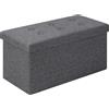 WOLTU Pouf Contenitore Panche Sgabello Pieghevole Poltrona Poggiapiedi Cassapanca Scarpiera con Coperchio Rimovibile Lino Oxford 76x37,5x38cm Grigio Scuro